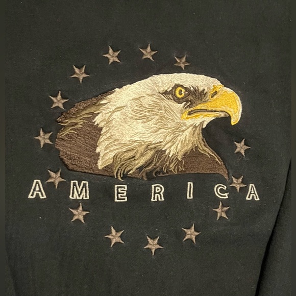 Croft & Barrow Embroidered Eagle Vintage Faded Sweater Size Large - Picture 3 of 5